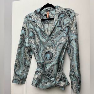 Talbots Blue Tie Blouse